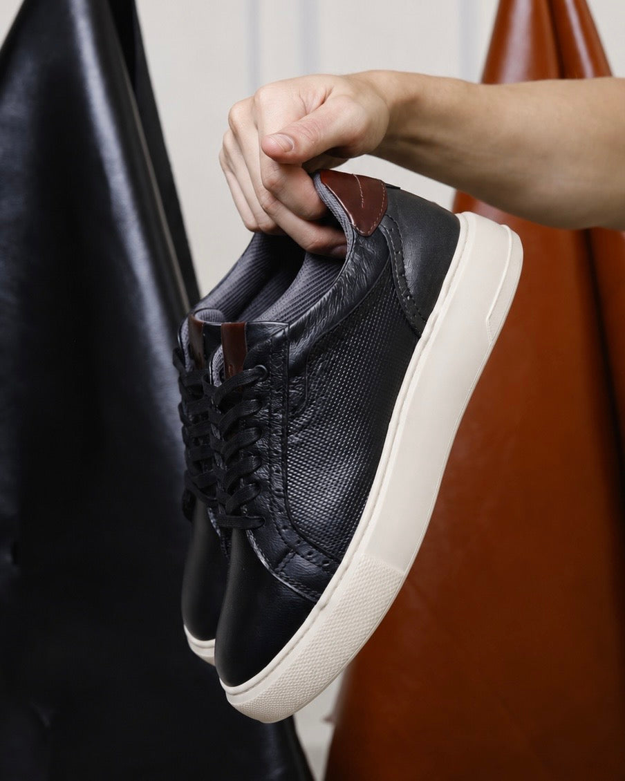 Split Negro Suela Blanca - Tenis en cuero