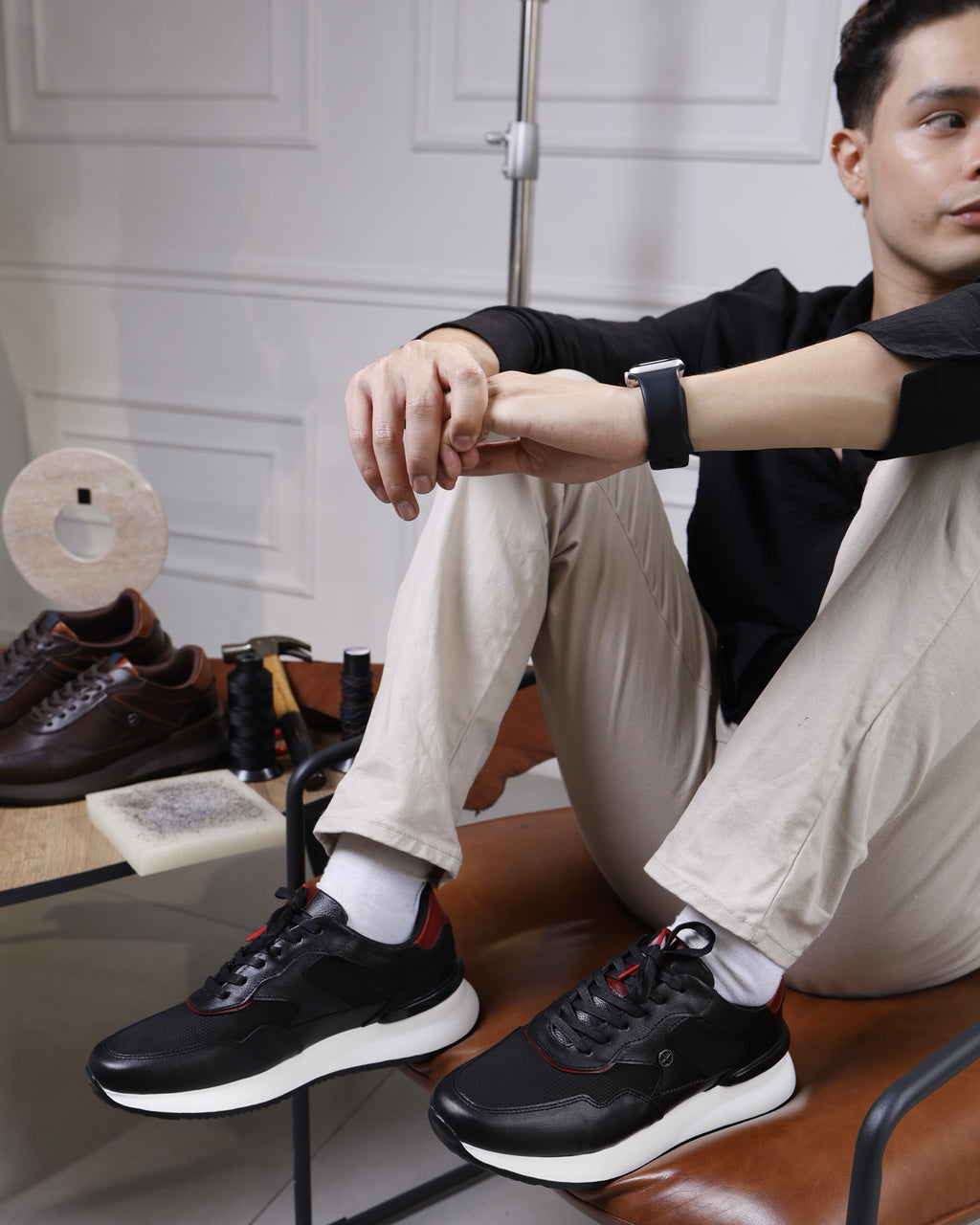 Monaco Negro - Tenis en cuero