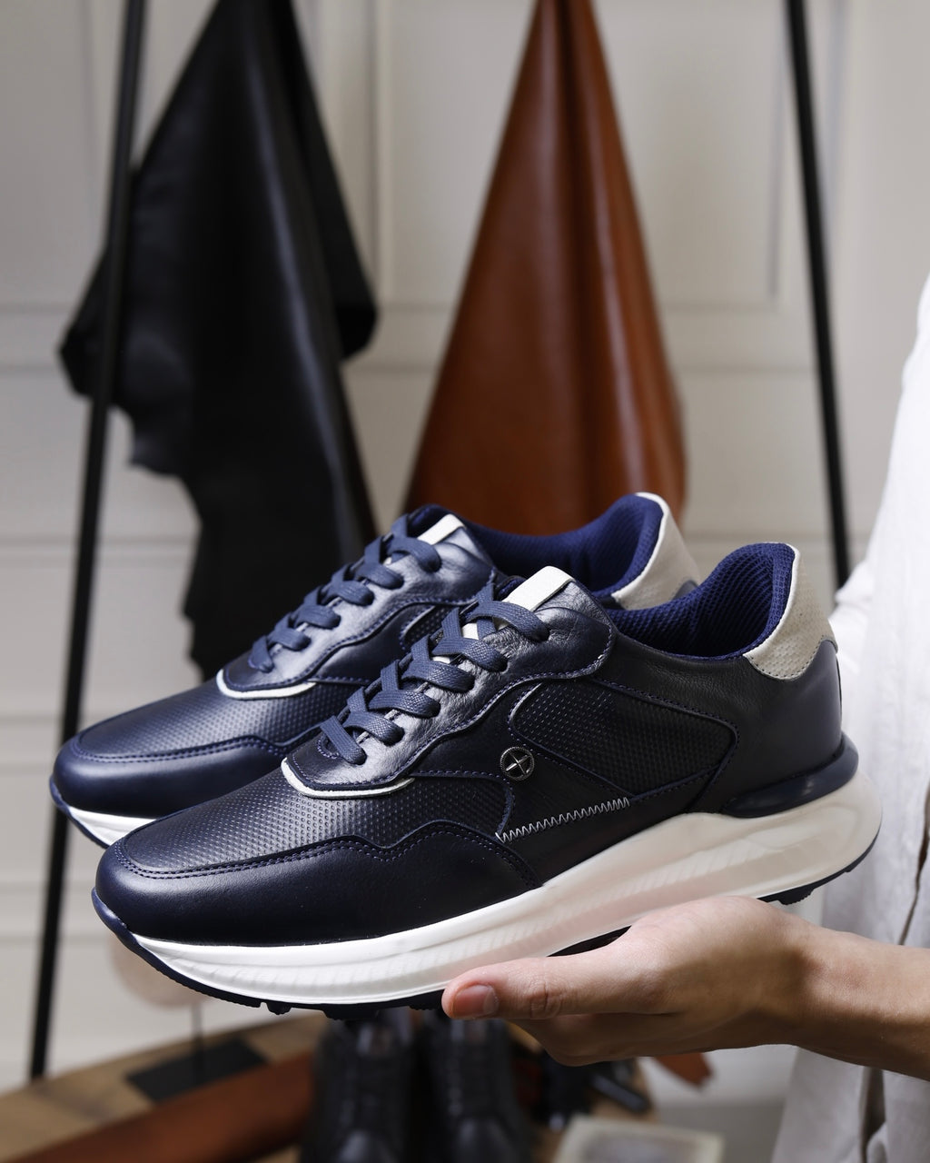 Monaco Azul - Tenis en cuero